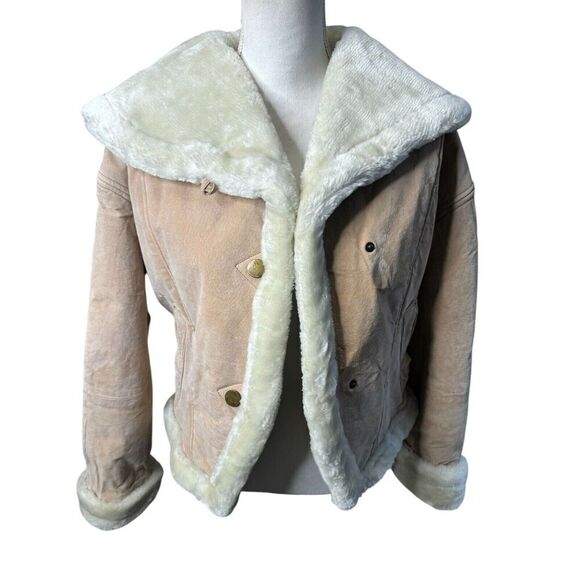 Vintage Y2K  SHEARLING Heavy Leather Penny Lane Sz Med Gorgeous  Boho Retro - Picture 4 of 11